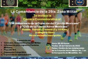 Se llevará a cabo la «Carrera Conmemorativa al CIX Aniversario de la Creación del Ejército Mexicano y CVII de la Fuerza Aérea Mexicana»
